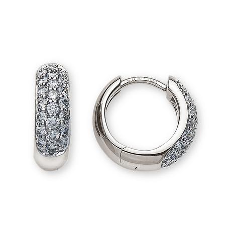 MUAU Schmuck  Créoles en or blanc 750 diamants 0,48ct. Charnière 12mm 