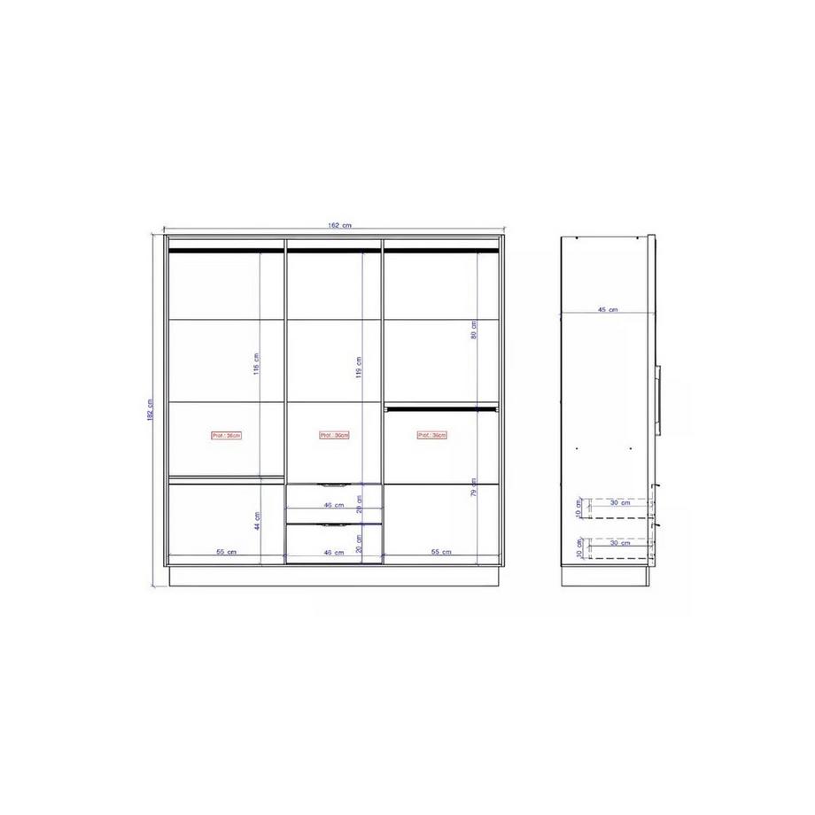 Vente-unique  Armadio angolare 8 ante e 2 cassetti L263 cm Naturale - FEOVA 