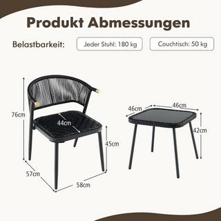 Northio Salon de jardin en rotin, ensemble de balcon avec 2 chaises et table, meubles de balcon, marron mélangé  