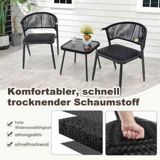 Northio Salon de jardin en rotin, ensemble de balcon avec 2 chaises et table, meubles de balcon, marron mélangé  