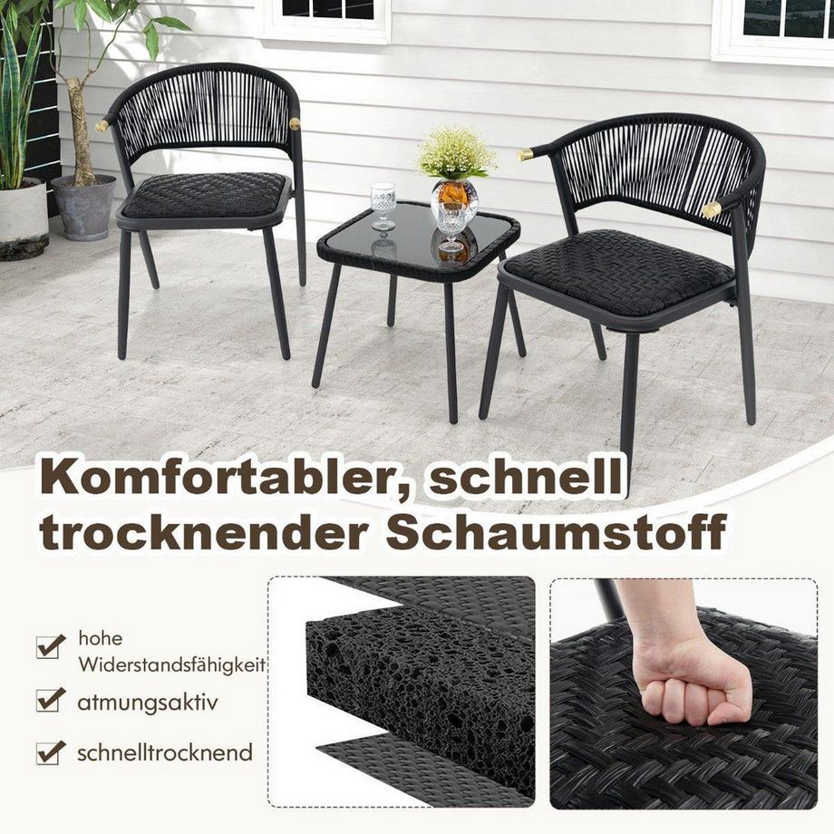 Northio Set di mobili da giardino in rattan set da balcone con 2 sedie e tavolo mobili da balcone misto marrone  