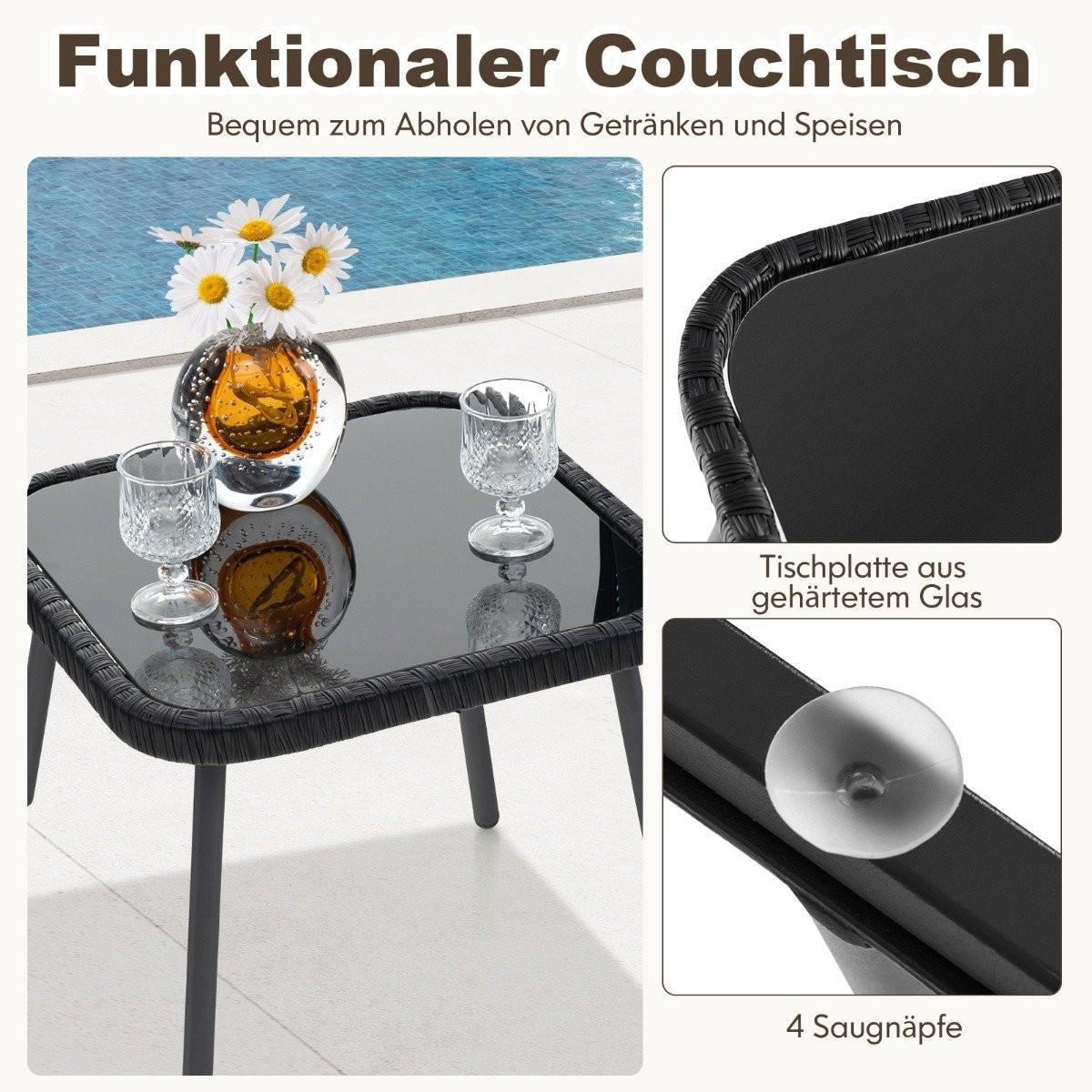 Northio Salon de jardin en rotin, ensemble de balcon avec 2 chaises et table, meubles de balcon, marron mélangé  