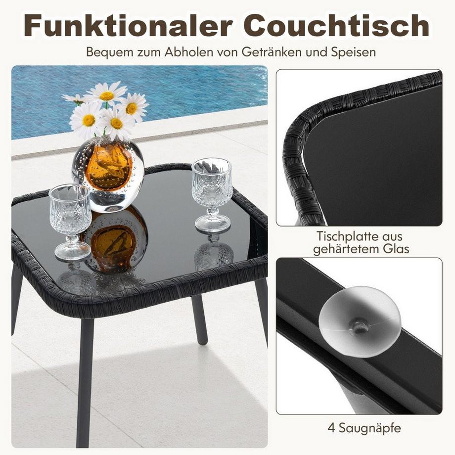 Northio Set di mobili da giardino in rattan set da balcone con 2 sedie e tavolo mobili da balcone misto marrone  