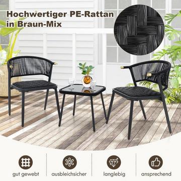 Set di mobili da giardino in rattan set da balcone con 2 sedie e tavolo mobili da balcone misto marrone