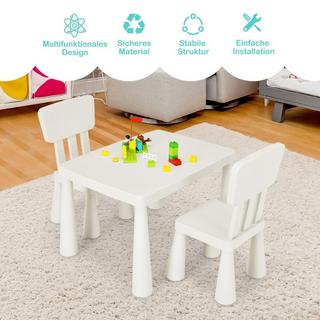 Northix  Set di 3 sedute per bambini, tavolo per bambini con 2 sedie, mobili per bambini in plastica bianca 