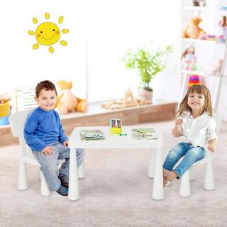 Northix  Set di 3 sedute per bambini, tavolo per bambini con 2 sedie, mobili per bambini in plastica bianca 