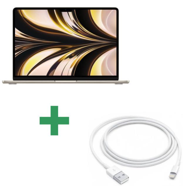 Apple  Refurbished MacBook Air 13" 2022 Apple M2 3,5 Ghz 8 Gb 256 Gb SSD Polarstern + Lightning Zu USB 1 Meter Weiß Apple 