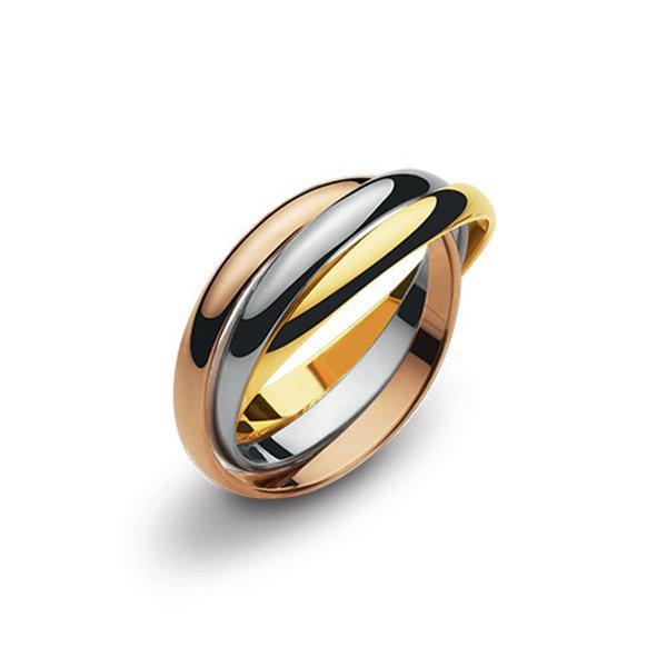 Image of Ring Tricolor Weiss-/gelb-/rotgold 750 Damen Gold 50