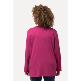 Ulla Popken  T-shirt coupe Relaxed Fit, col en V et manches longues 