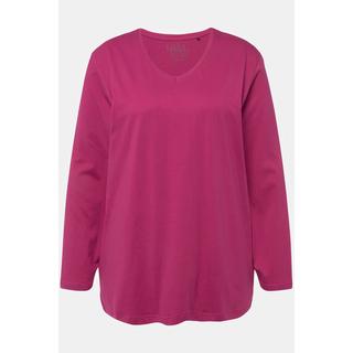 Ulla Popken  T-shirt coupe Relaxed Fit, col en V et manches longues 