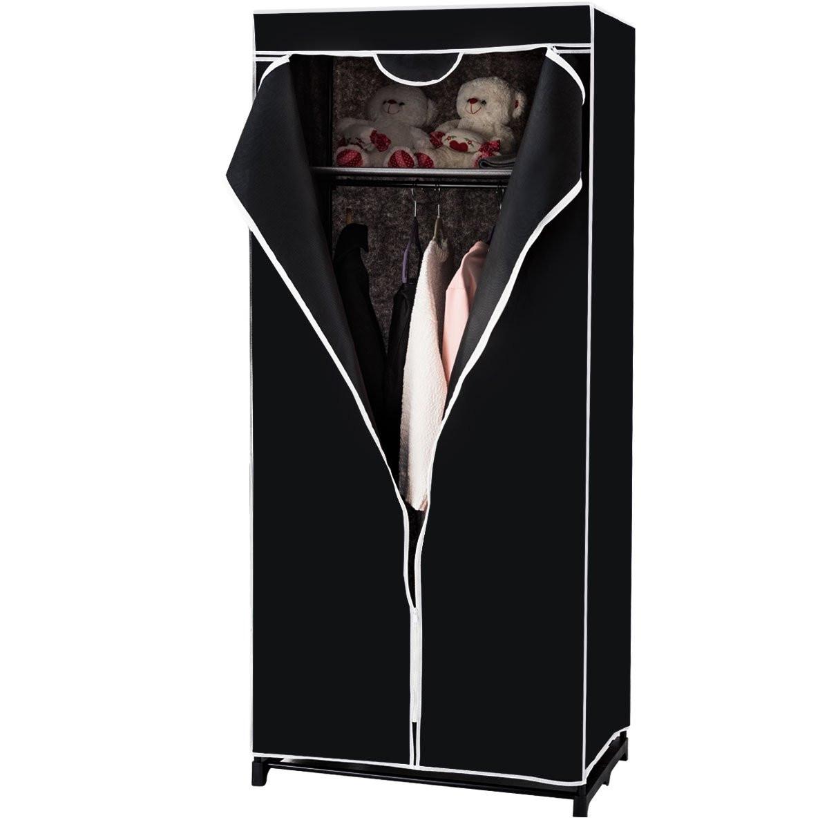 Northio Armoire en tissu avec tringle à vêtements, choix de couleurs, 75 x 50 x 170 cm, noir  