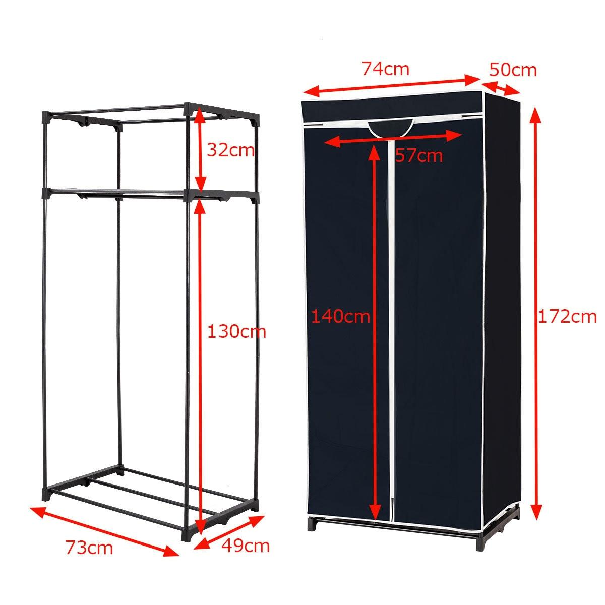 Northio Armoire en tissu avec tringle à vêtements, choix de couleurs, 75 x 50 x 170 cm, noir  