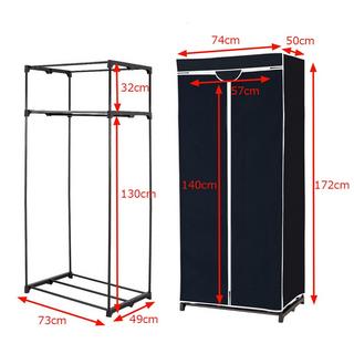 Northio Armoire en tissu avec tringle à vêtements, choix de couleurs, 75 x 50 x 170 cm, noir  