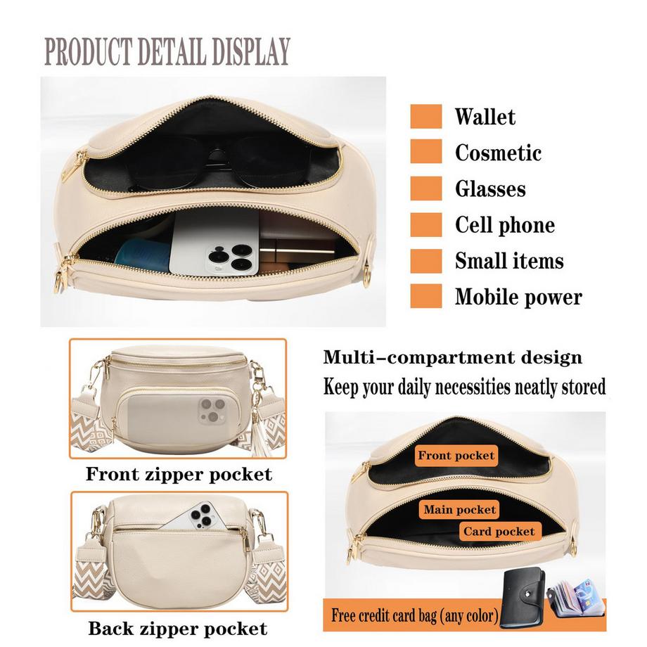 Only-bags.store Grand Sac Bandoulière Sac Téléphone Cuir Vegan Blocage RFID  