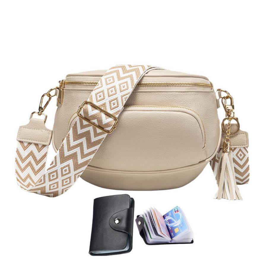 Sac à bandoulière Grand sac transversal Sac en cuir végétal pour téléphone portable Send RFID blocking