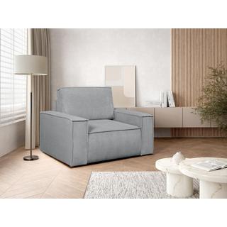 PASCAL MORABITO Fauteuil en velours côtelé gris clair AMELIA  