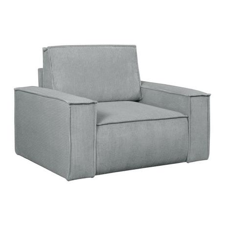 PASCAL MORABITO Fauteuil en velours côtelé gris clair AMELIA  