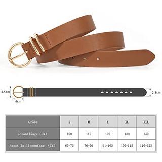 Only-bags.store  2 pièces ceinture en cuir boucle dorée ceinture en cuir pour robe pantalon jean, noir/marron, 140 cm 