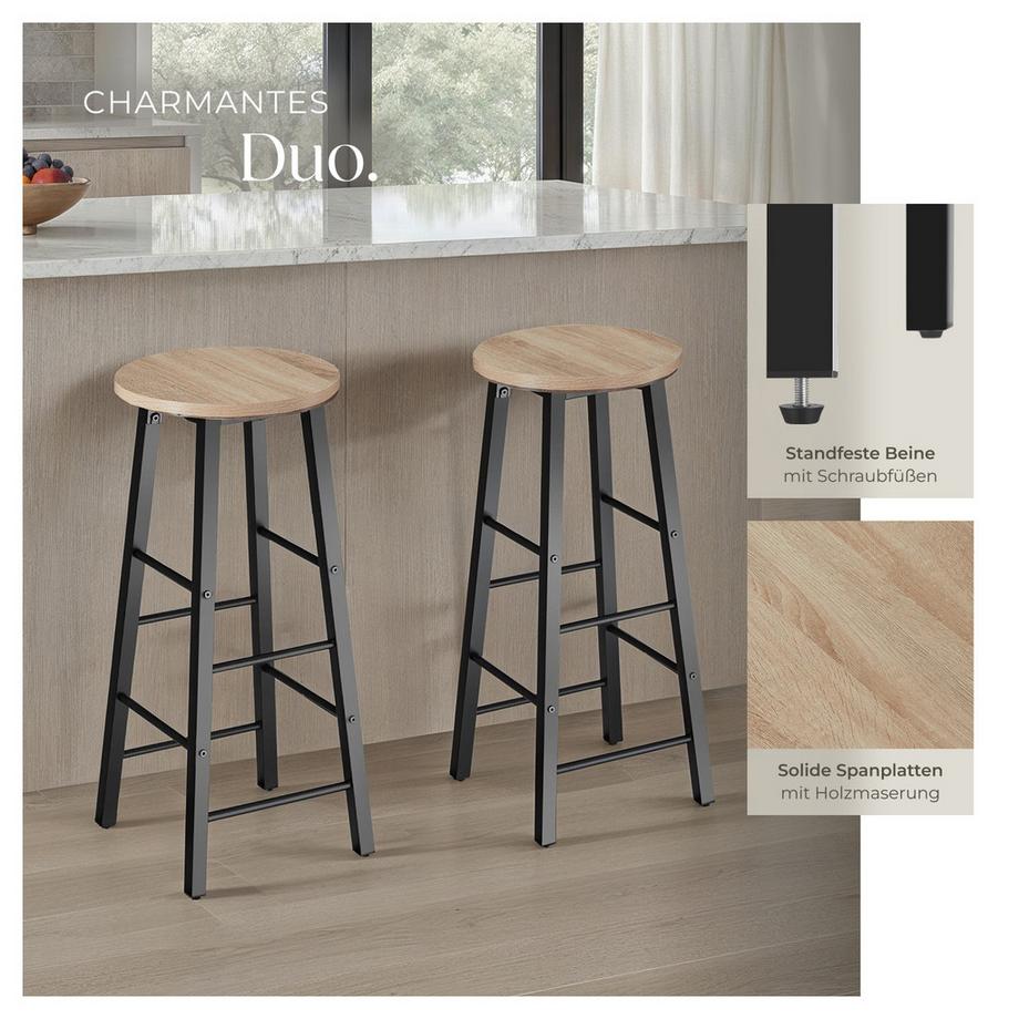 Tectake Lot de 2 tabourets de bar KEYNES style industriel  