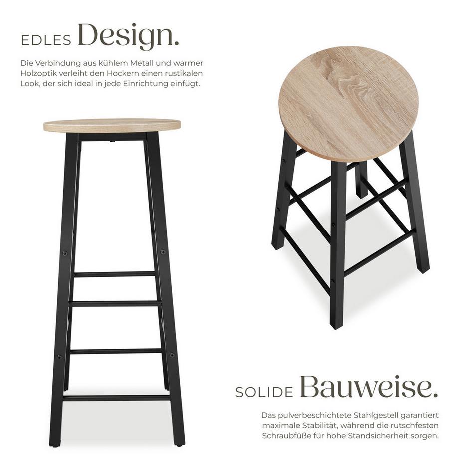 Tectake Lot de 2 tabourets de bar KEYNES style industriel  