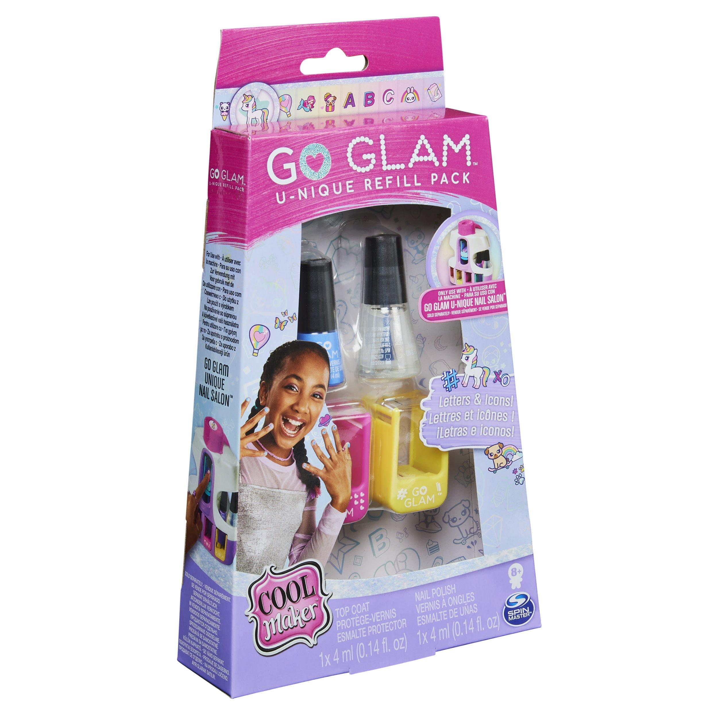 Spin Master  Cool Maker GO GLAM Refill Pack avec 2 cartouches de motifs et du vernis à ongles à utiliser avec la machine à ongles du U-nique Nail Salon, kit de manucure 