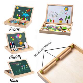 Activity-board  Puzzles magnétiques en bois, tableau de dessin magnétique double face avec 3 marqueurs de couleur pour enfants 