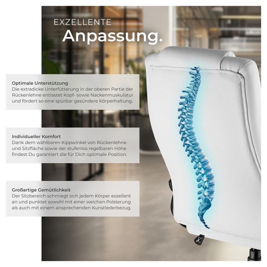 Tectake Bürostuhl MAFZ 360° drehbar und stufenlos höhenverstellbar mit gepolsterten Armlehnen  