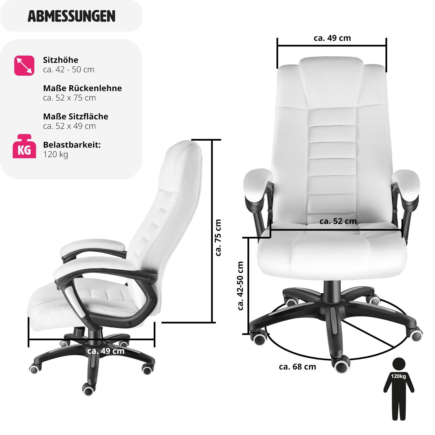 Tectake Fauteuil de direction nuque et assise rembourrées  