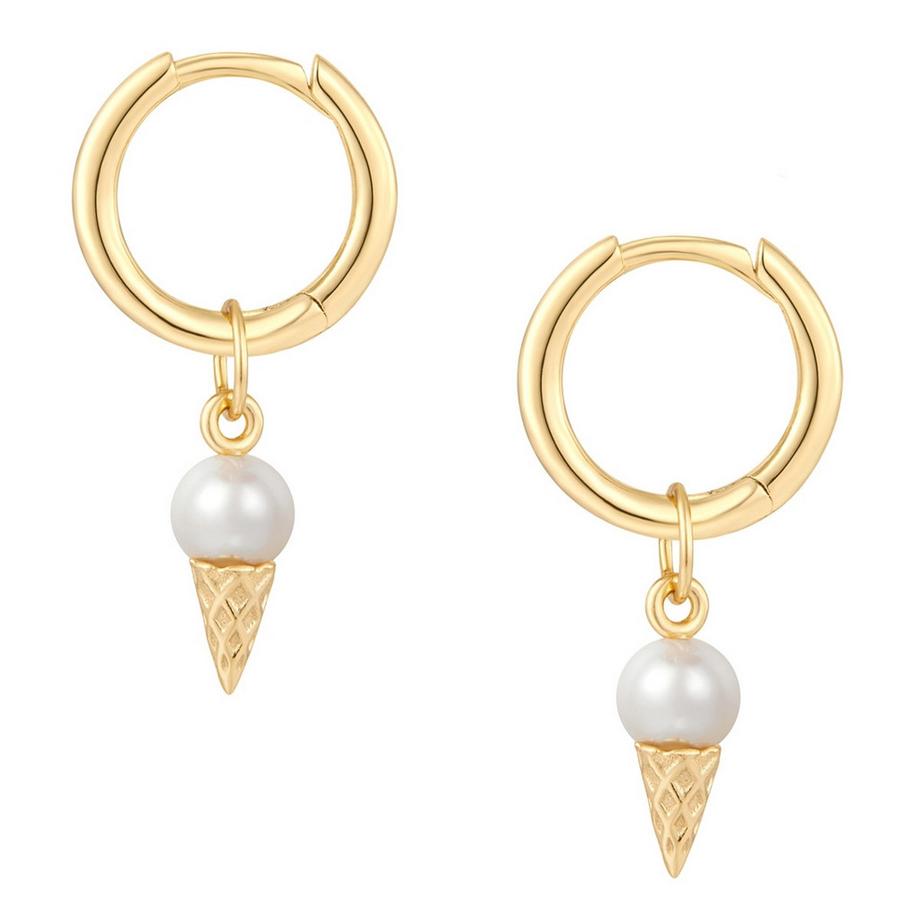 Glanzstücke München  Creolen Sterling Silber gelbgold Süßwasser-Zuchtperle weiß 