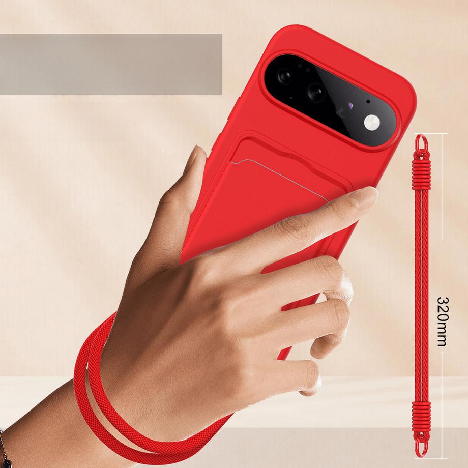 Cover-Discount Google Pixel 11 Pro - Custodia in silicone liquido con portacarte e tracolla  