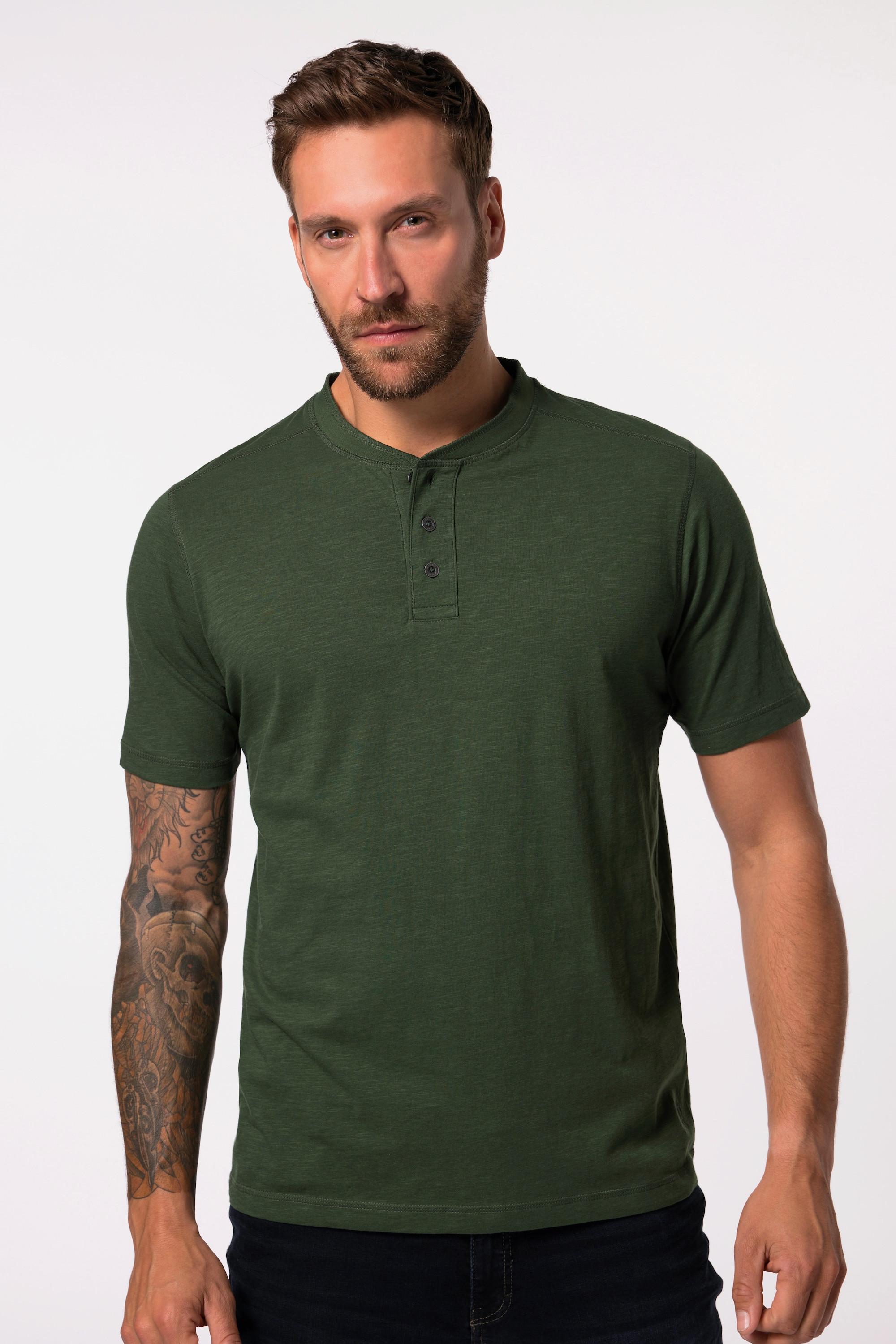 JP1880  T-shirt Henley à manches courtes. Col rond et patte de boutonnage - jusqu'au 8 XL 