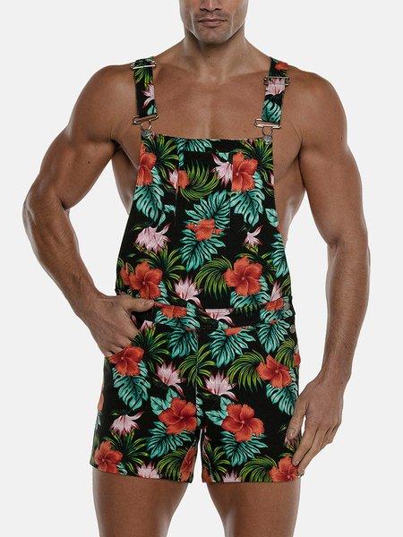 Image of Kurze Latzhose Stretch Unisex Schwarz Bedruckt L