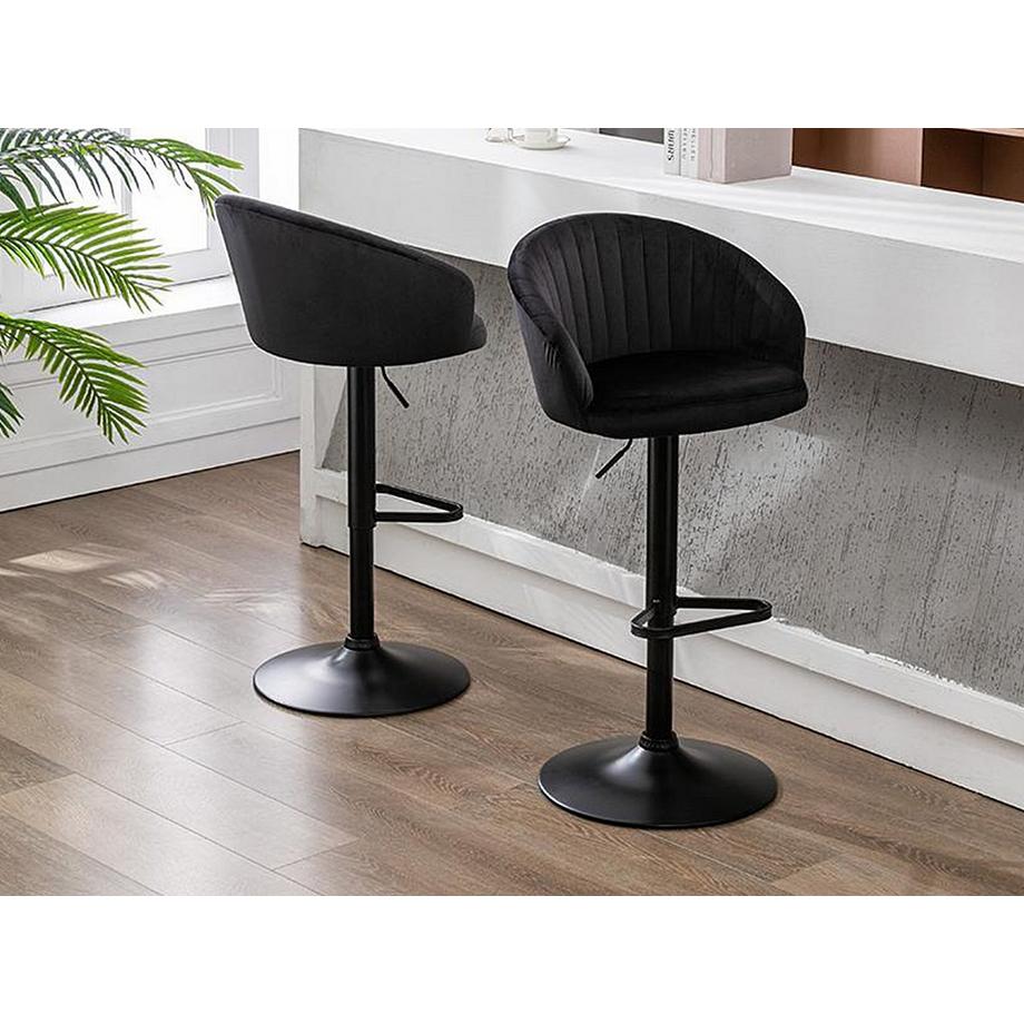 Vente-unique Lot de 2 tabourets de bar Tissu métal DORALIZ  
