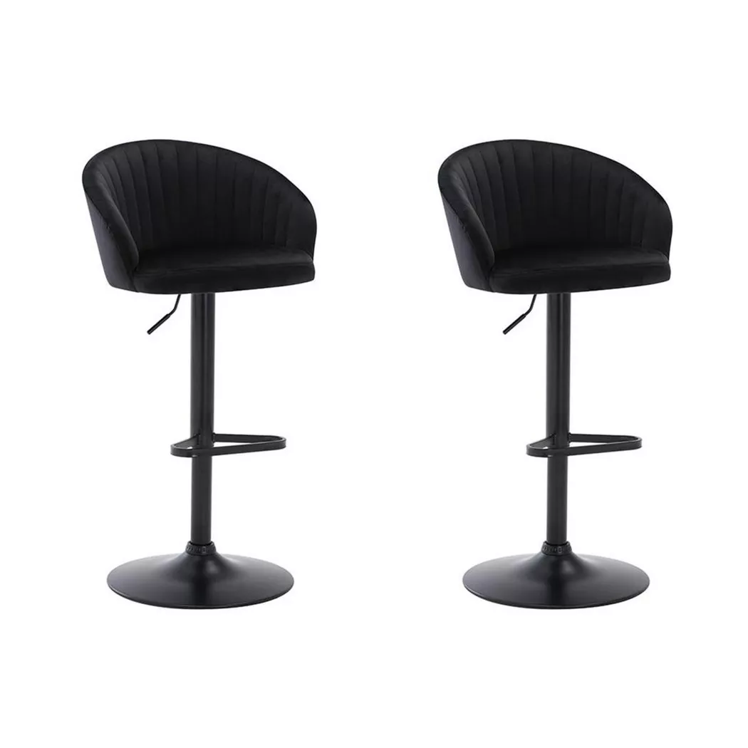 Vente-unique - Sgabello da bar Velluto e Metallo Nero Lotto di 2 DORALIZ, One Size