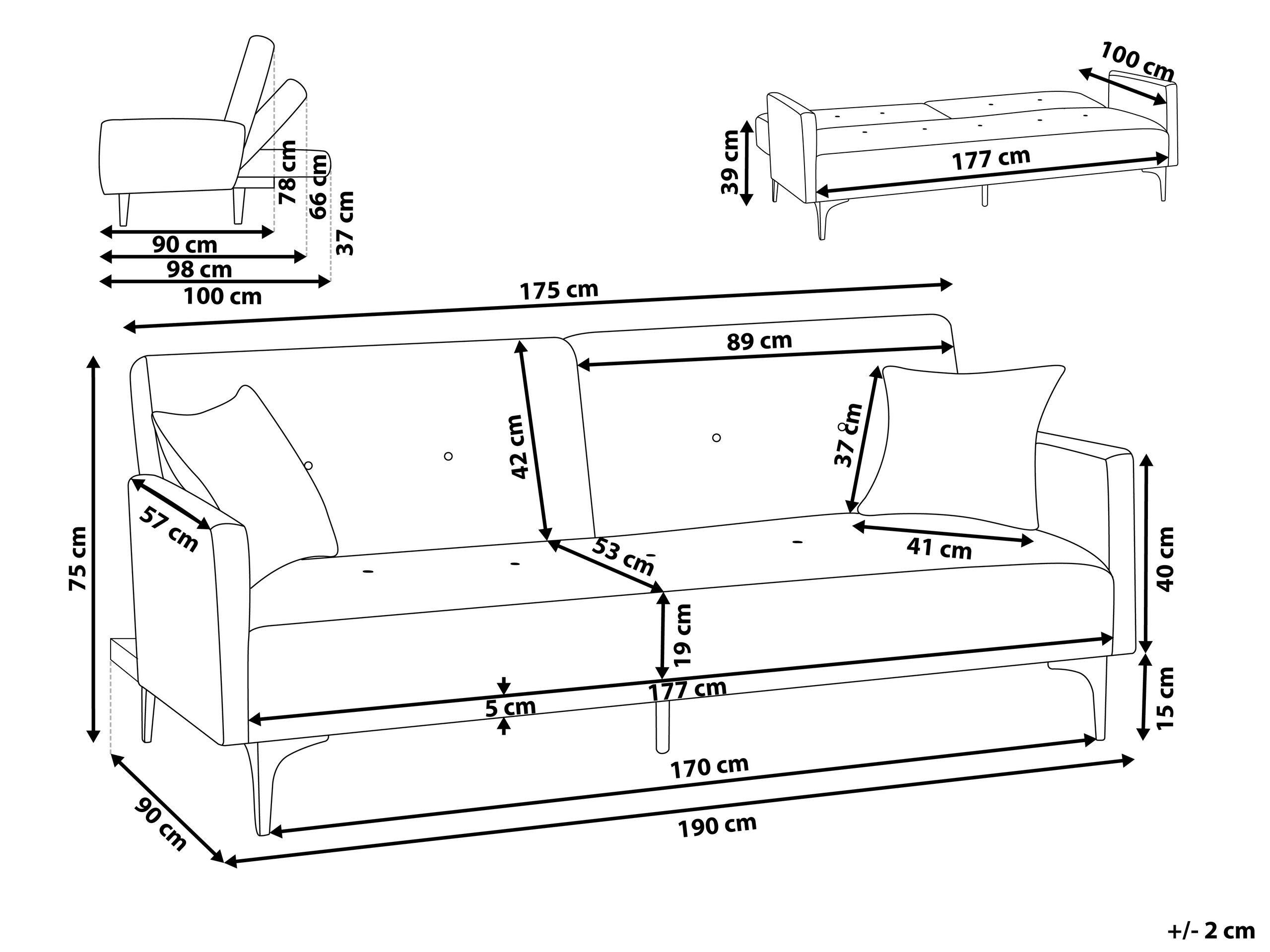 Beliani Schlafsofa aus Polyester Klassisch LUCAN  