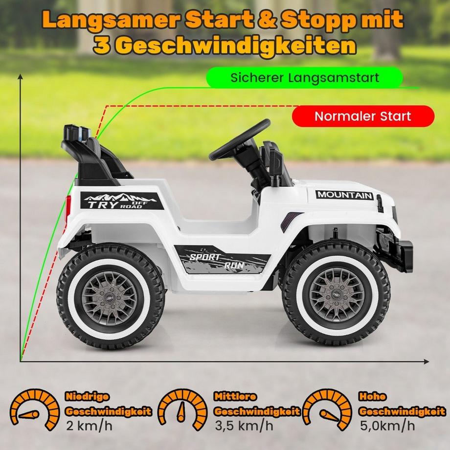 Northix  Jeep électrique pour enfants avec double moteur & Démarrage lent et amp; Voiture autoportée à suspension à 4 ressorts blanche 
