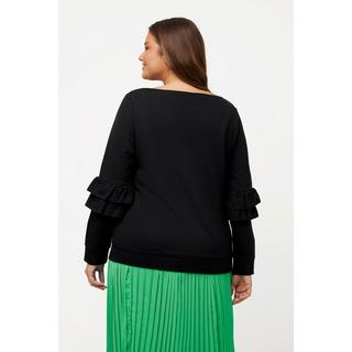 Ulla Popken  Sweatshirt, Rüschen, V-Ausschnitt, Langarm 