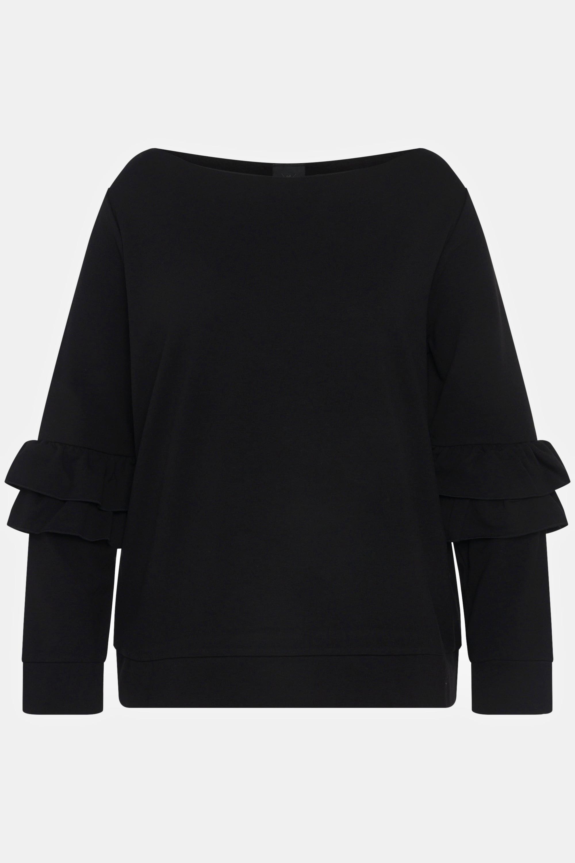 Ulla Popken  Sweatshirt, Rüschen, V-Ausschnitt, Langarm 