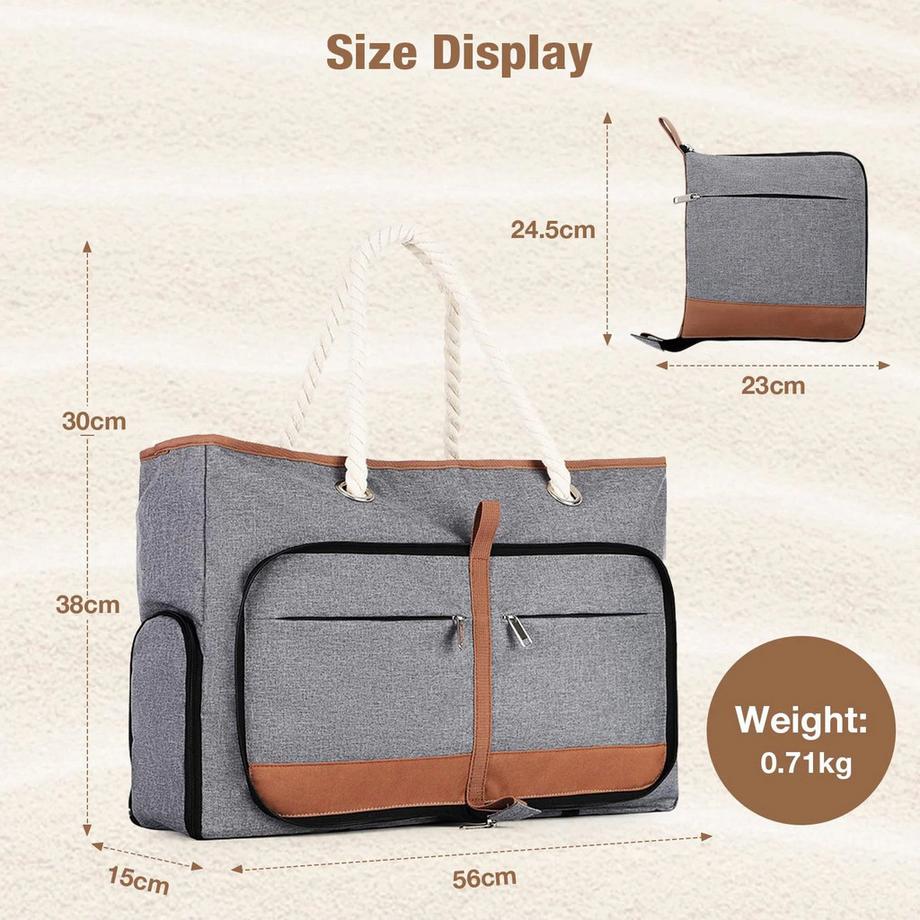 Only-bags.store Grosse Strandtasche mit Reissverschluss vielseitiger Shopper Sauna Reise Einkaufstasche  