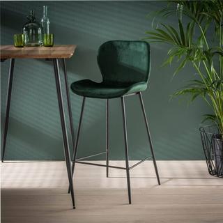 mutoni Chaise de bar Osaka Velvet vert  