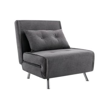 Fauteuil convertible en tissu anthracite URIBIA