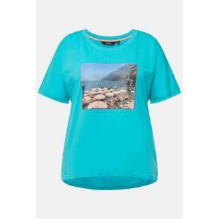 Ulla Popken  T-shirt dal taglio oversize con design fotografico, scollo a girocollo e mezze maniche 