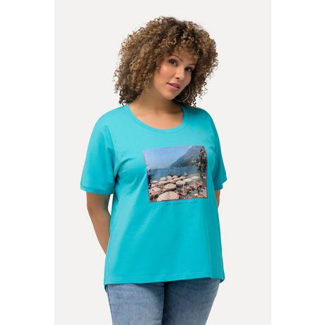 Ulla Popken  T-shirt dal taglio oversize con design fotografico, scollo a girocollo e mezze maniche 