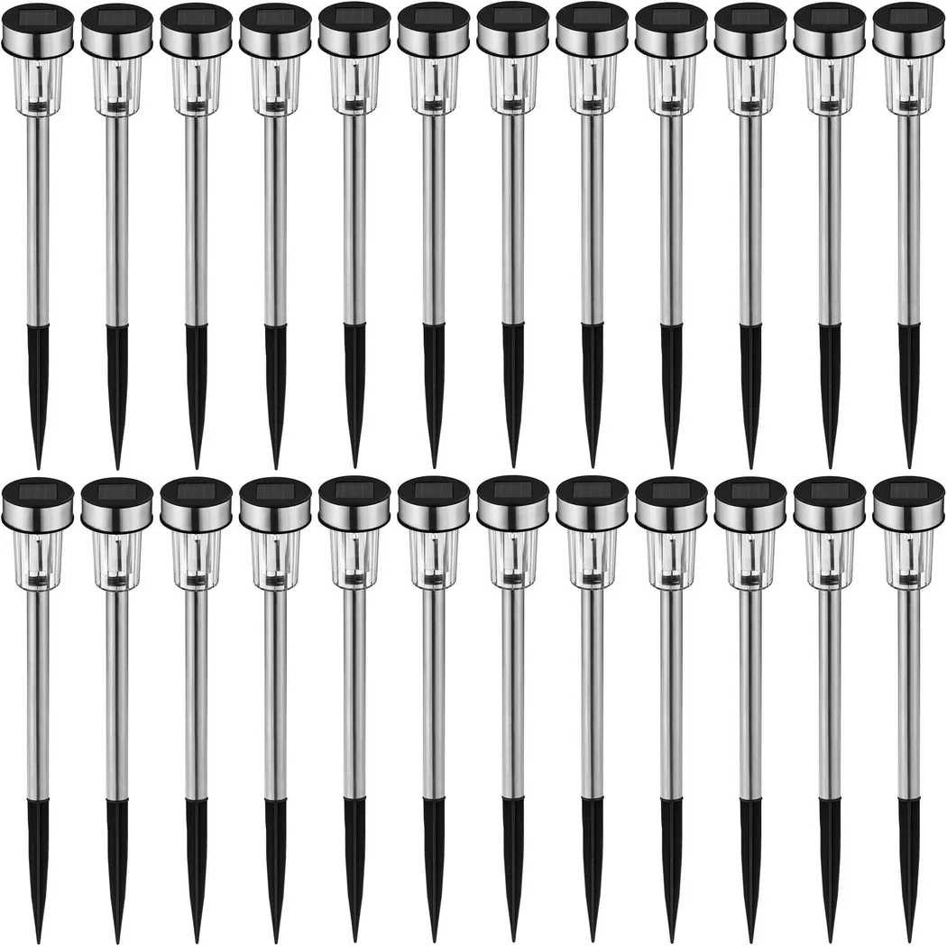 Tectake - 24-er Set LED-Solarlampen  kaltweiß wasserdicht, One Size, Silber