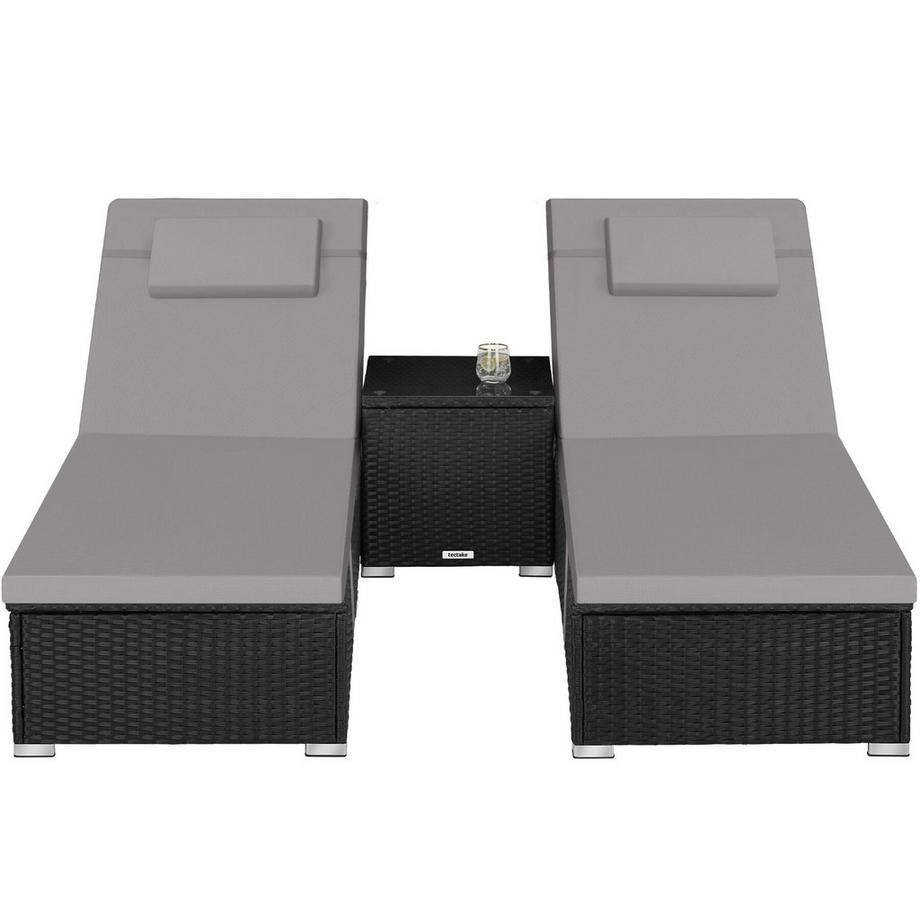 Tectake Lettino doppio in rattan Carbonera Lettino prendisole resistente alle intemperie e ai raggi UV  