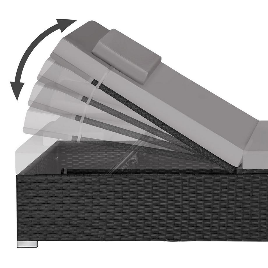 Tectake Lettino doppio in rattan Carbonera Lettino prendisole resistente alle intemperie e ai raggi UV  