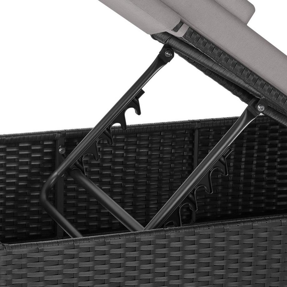 Tectake Lettino doppio in rattan Carbonera Lettino prendisole resistente alle intemperie e ai raggi UV  