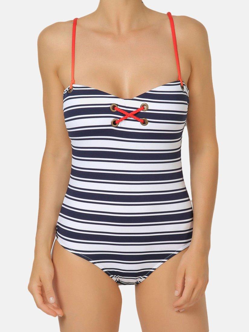Image of 1-teiliger Badeanzug Stripes Damen Königsblau 36