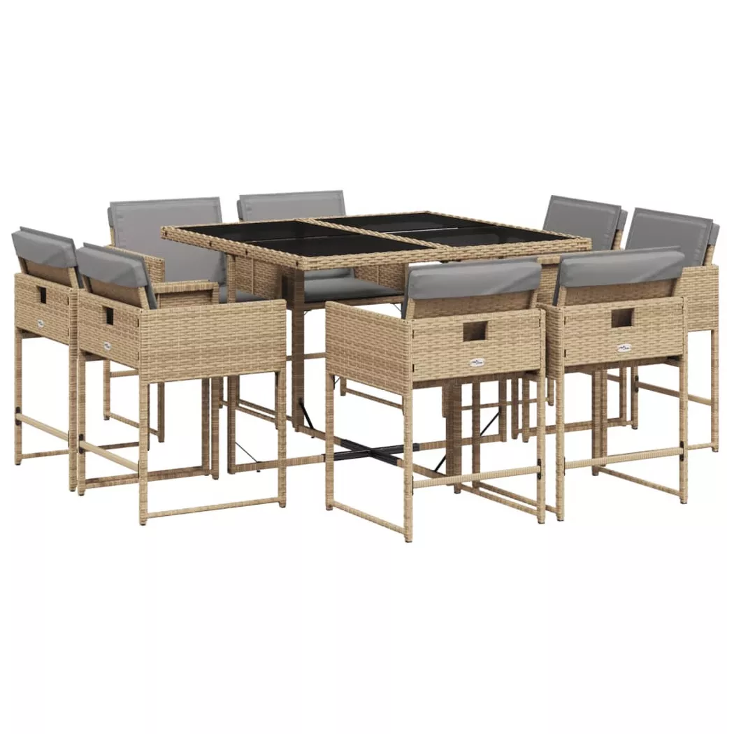 VidaXL - set da pranzo da giardino Polirattan, One Size, Beige