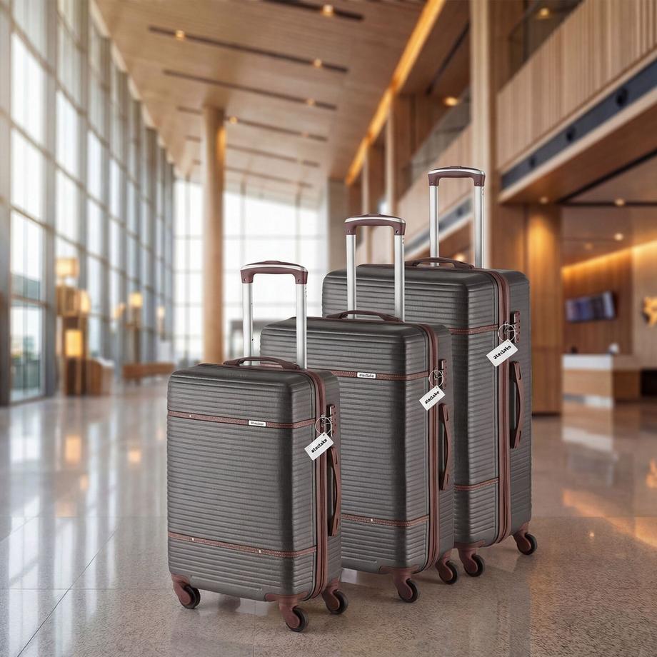 Tectake  Reisekofferset Madison 13-teilig, Hartschalen aus robustem ABS-Kunststoff TSA-Sicherheitszahlenschloss 